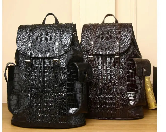 Handcrafted Leather Laptopbag with Crocodile Pattern