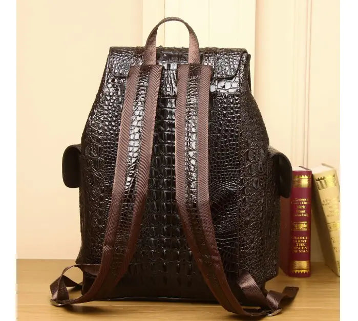 Handcrafted Leather Laptopbag with Crocodile Pattern