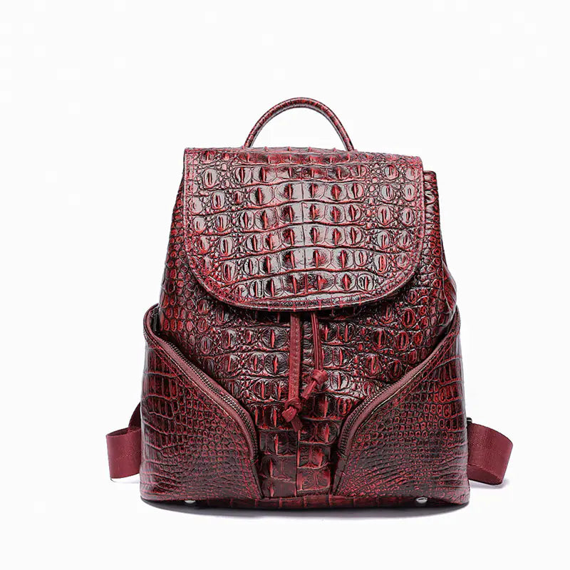 Handcrafted Leather Laptopbag with Crocodile Pattern