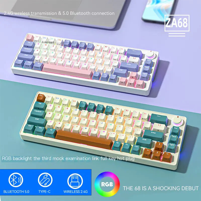68-Key Hot-Swappable RGB Bluetooth Mechanical Keyboard