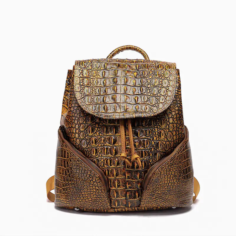 Handcrafted Leather Laptopbag with Crocodile Pattern